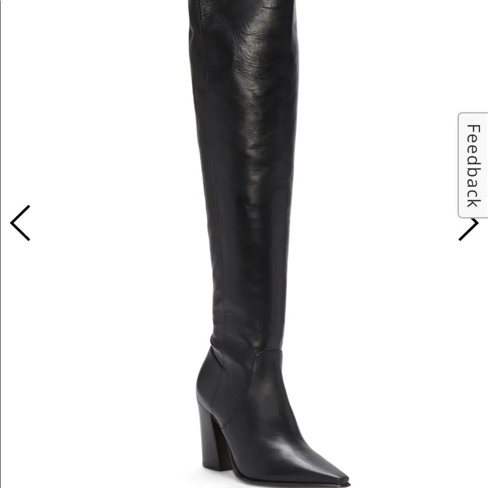 NWT VINCE CAMUTO DEMERRI OVER THE KNEE BLACK BOOTS SEXY LEATHER POINTED … - Picture 9 of 12